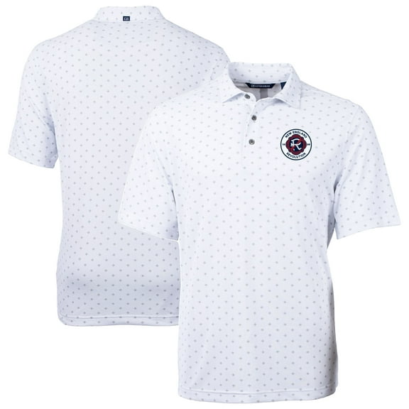 Men's Cutter & Buck White New England Revolution DryTec Virtue Eco Pique Tile Print Recycled Polo