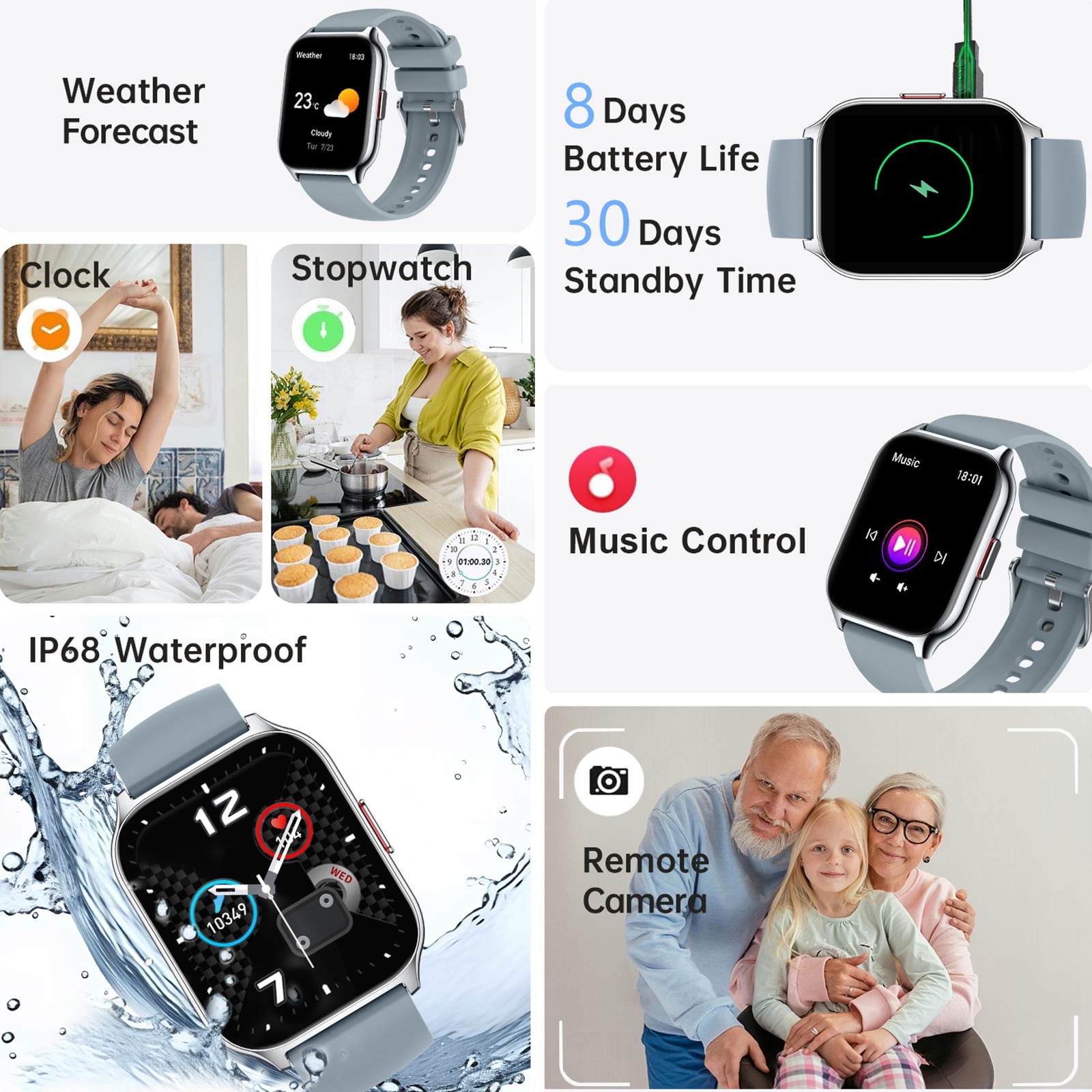 Smart Watch for Android and iPhone, TIGRADE Answer/Make Call Smartwatch for Men Women Waterproof, 23 Sport Modes, Fitness Activity Tracker, Heart Rate