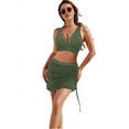thumbnail image 3 of Womens Swim Skirt Tummy Control Swimsuits Mesh Sarong Wraps Bathing Suits Green L, 3 of 7