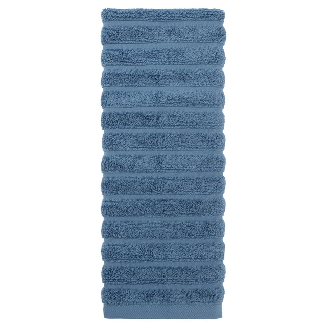 Toallas de mano de algodón REGALWOVEN, toalla decorativa de patrón a rayas para baño, viaje, campamento azul, 1 pieza
