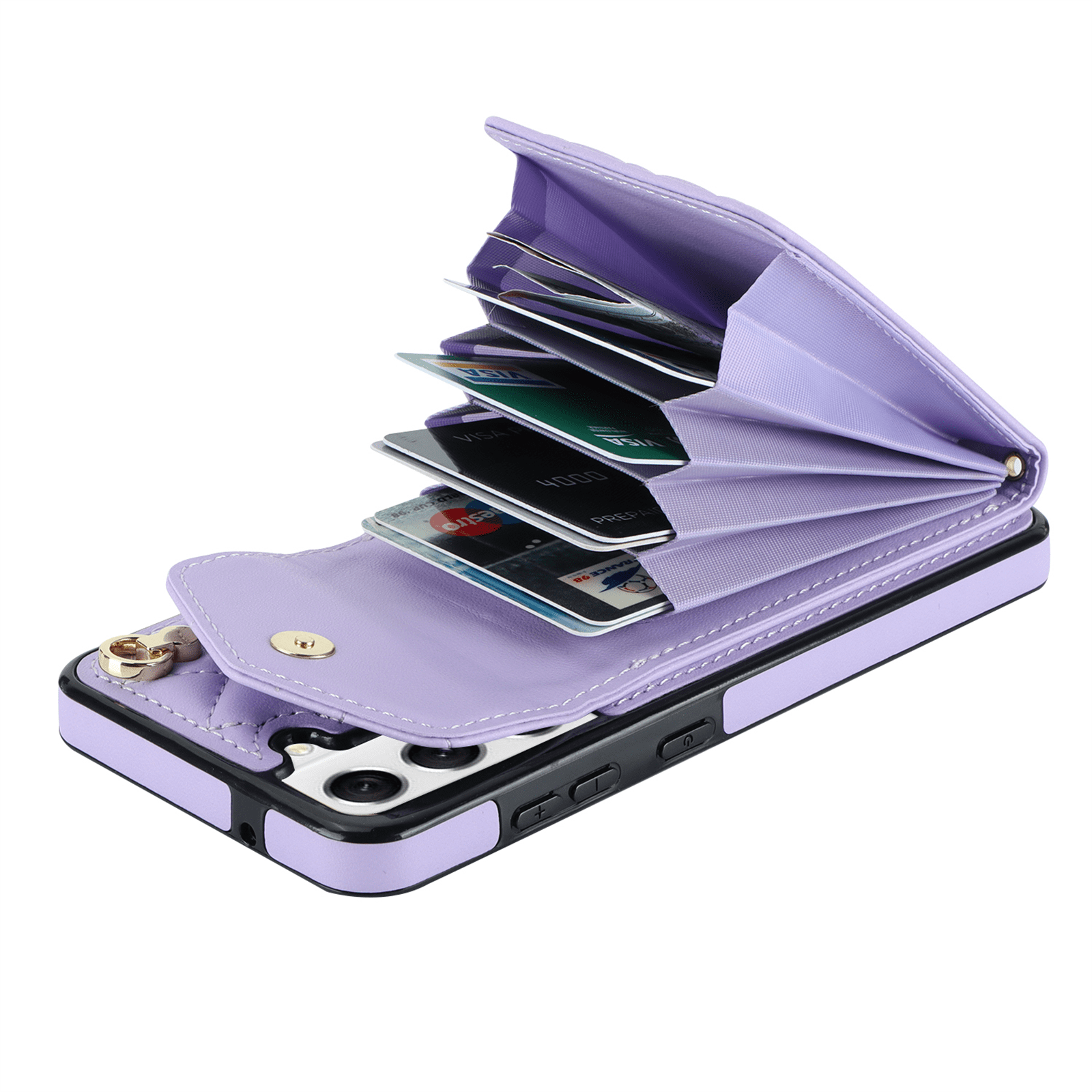 Asuwish Wallet RFID Blocking PU Leather Cell Phone Case with Tempered Glass Screen Protector, Wrist Strap for Samsung Galaxy S21 FE/S21 FE 5G UW, Purple