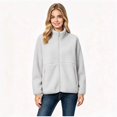 thumbnail image 2 of Women's Lightweight Full Zip Long Sleeve Jacket, Stand Collar Fleece Jacket with Pockets, Women's ,Size S-2XL, 2 of 4