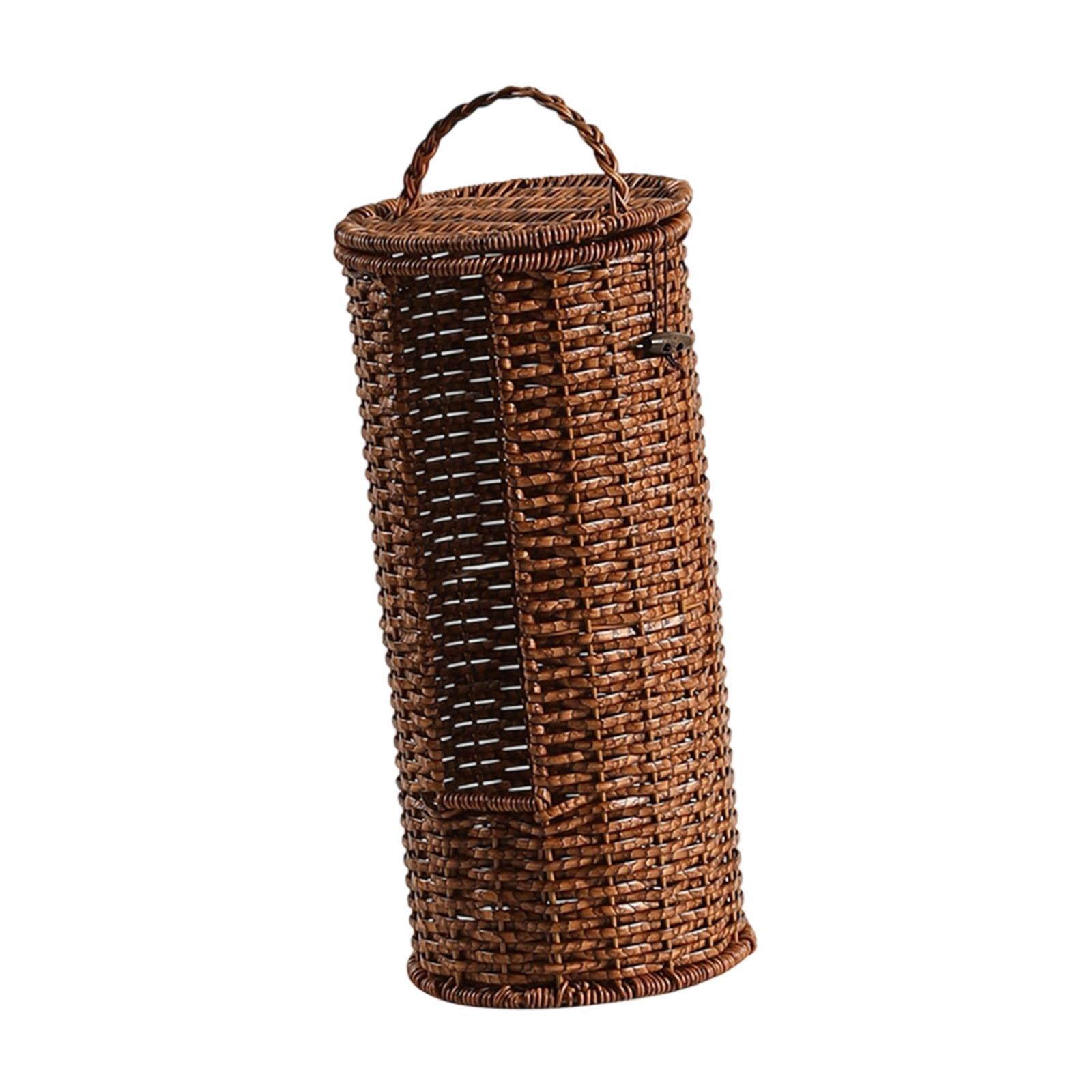 Toilet Roll Holder Toilet Paper Storage Stand Bathroom Organizer Compact PE Woven Design with Lid for Lavatory Office