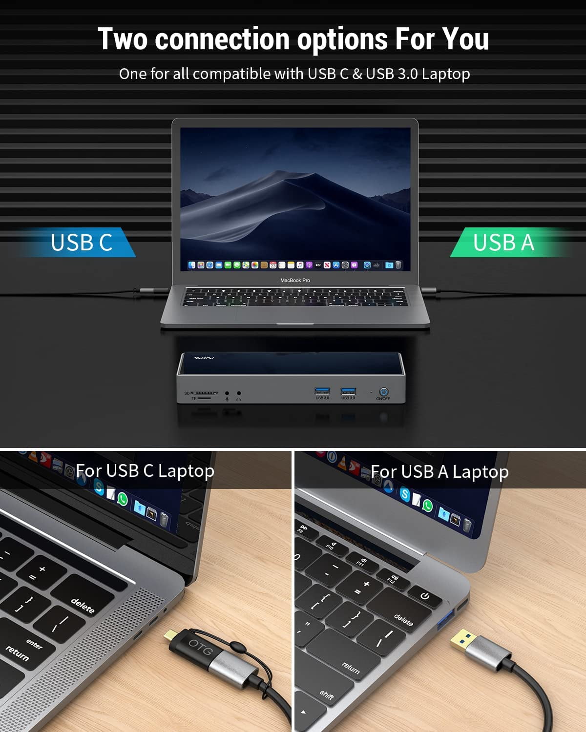 USB 3.0 Docking Station, IVIIN Universal USB C Docking Station with Dual Monitor 4K HDMI and Displayport 5K, Triple Display Displaylink Dock Compatible with MacBook M1 Dell HP Lenovo USB A/C Laptop