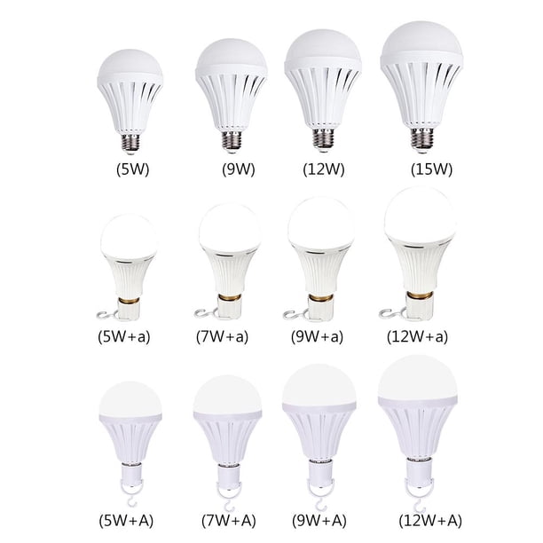 Lámpara 5/7/9/12W Bombilla de emergencia Bombilla LED E27 para el hogar (gancho de 9W sin interruptor)