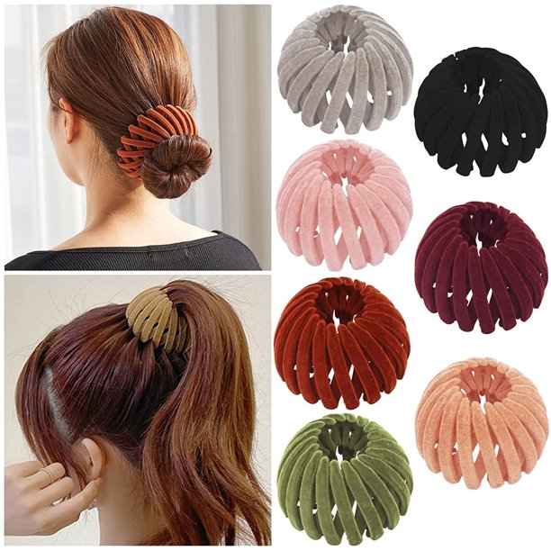 Lazy Bird's Nest Plate Hairpin, Casewin 7Pcs Expandable Ponytail Holder