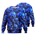 thumbnail image 5 of Broave Men's Halloween Skull Graphic Crewneck Sweatshirt, All Over Print Long Sleeve Casual Pullover Top, Gothic Skeleton Crew Neck Sweatshirt for Daily Wear & Halloween Party Outfit, 5 of 5