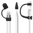 thumbnail image 1 of Cap Holder for Apple Pencil, Soft Elastic Silicone Keeper / Nib Cover / Connector Adapter Tether Set Protective Case Accessories for Tablet Stylus, iPad Pro, iPad 2018 (Black), 1 of 6