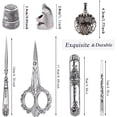 thumbnail image 3 of Vintage Sewing Kit, European Style Embroidery Scissors Set with Embroidery Scissors, Needle Case, Awl, Sewing Thimble, Threader for doing Hand Work, Needlework, Cross Stitch - Silver, 3 of 5