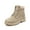 Beige, variant on Women's Work Waterproof Hiking Combat Boots Lace up Low Heel Booties Ankle Boots Black 38