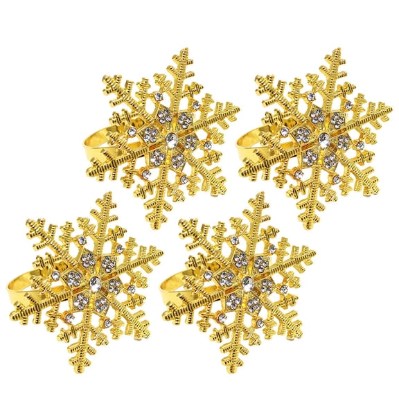 RENACLIPY 4-Piece Golden Alloy Napkin Set Christmas Table Decor for Home Dining and Holiday Party