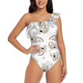 thumbnail image 2 of Picia Cartoon Koala Pattern Women's One Piece Swimsuits,One Shoulder Swimwear Asymmetric ,Ruffle Monokinis Bathing Suits,High Waisted Flattering Bathing Suits-, 2 of 8