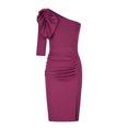 thumbnail image 3 of ZZwxWA Women One Shoulder Midi Dress Sleeveless Elegant Formal Cocktail Ruffle Dress Wrap Ruched Bodycon Guest Dresses, 3 of 5