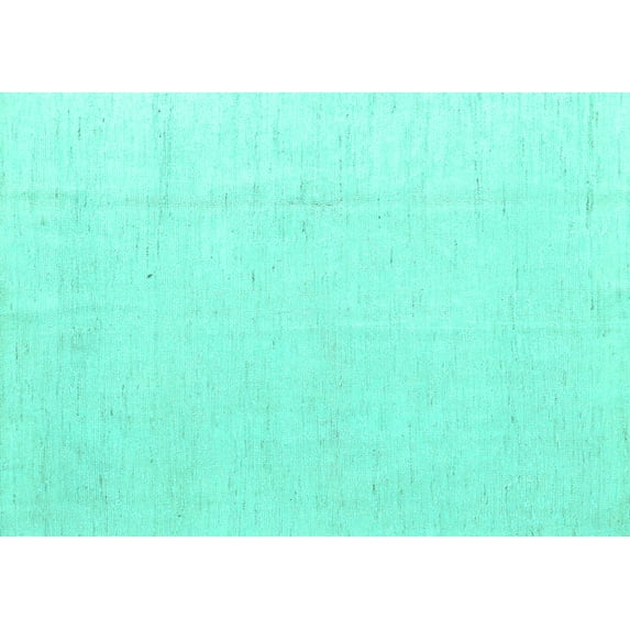 Ahgly Company Machine Washable Indoor Rectangle Solid Turquoise Blue Modern Area Rugs, 5' x 8'