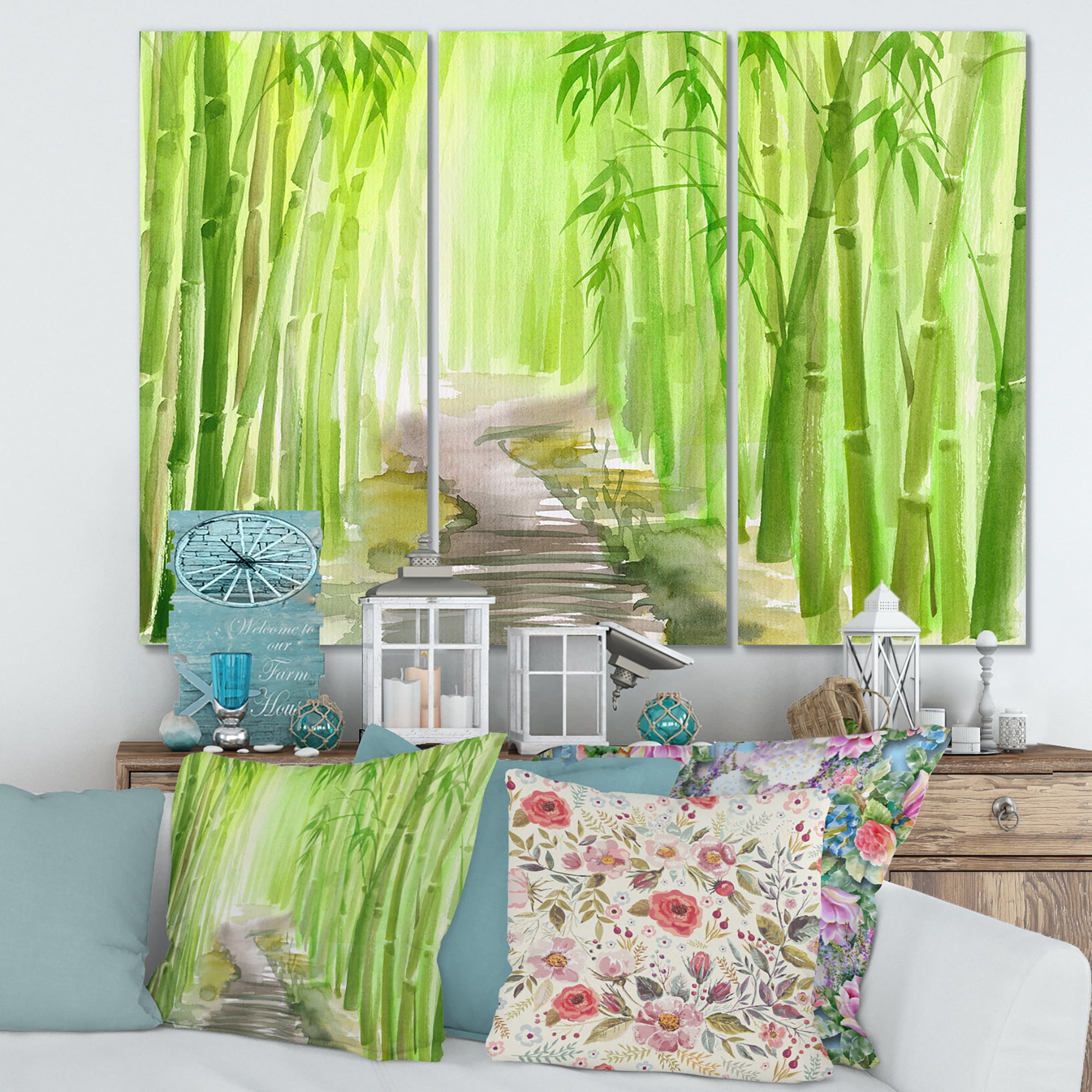 Designart ' Path in Green Bamboo Forest ' Traditional Canvas Wall Art Print