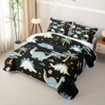 thumbnail image 3 of Feelyou Cute Volcano Dinosaur Twin Quilt Set for Boys Girls, Tropical Palm Wildlife Twin Coverlet Set, Black Blue, 2 Pieces, 3 of 7