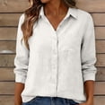 thumbnail image 2 of Chuancc Womens Button Down Shirt Linen Button Up Shirts for Women Long Sleeve Summer Shirt Collared Blouse Linen Tops White XL, 2 of 4