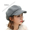 thumbnail image 6 of Ladies Beret Short Brim Plush Retro Dome Solid Color Headpiece Lightweight English Style Octagonal Cap Peaked Cap for Shopping Travel Dating, 6 of 8