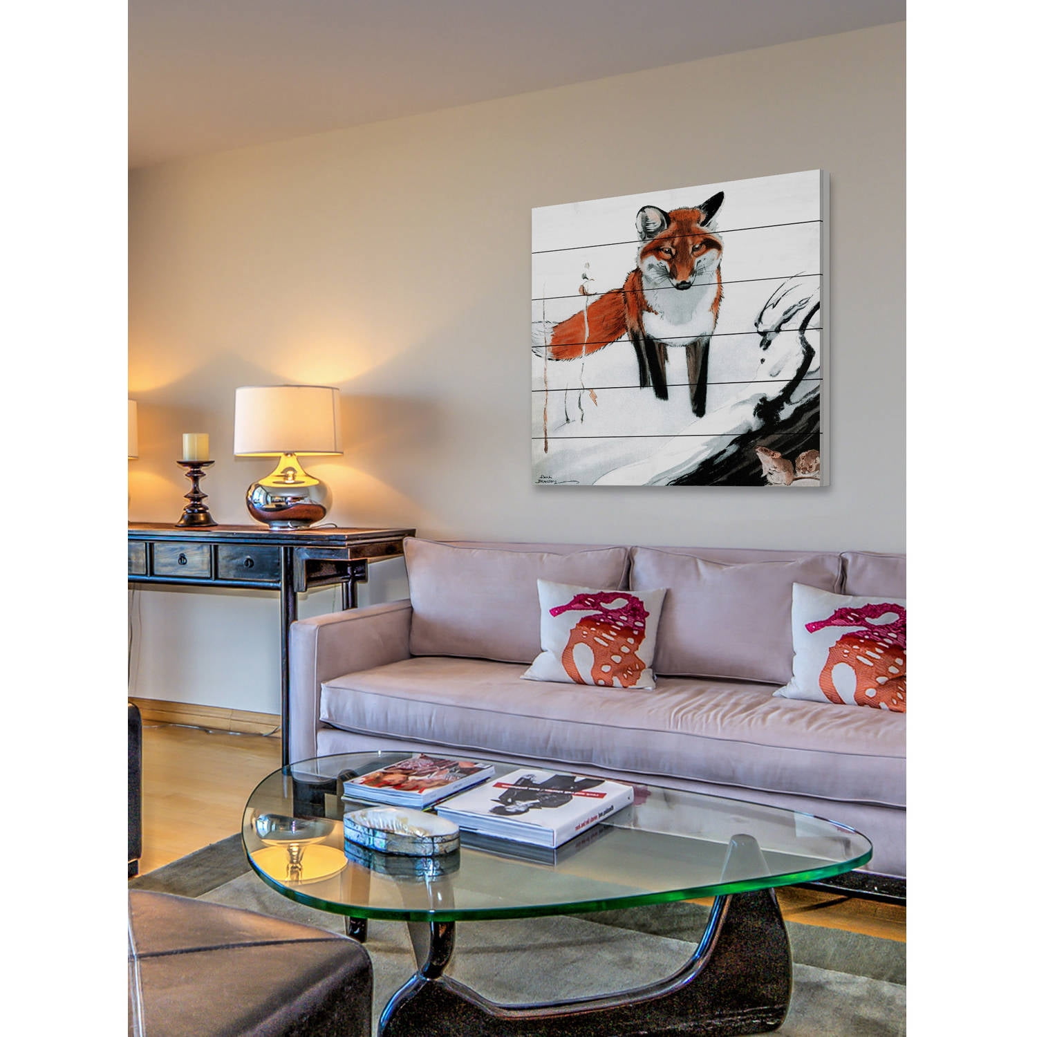 Marmont Hill "Snow Fox" Painting Print on White Wood