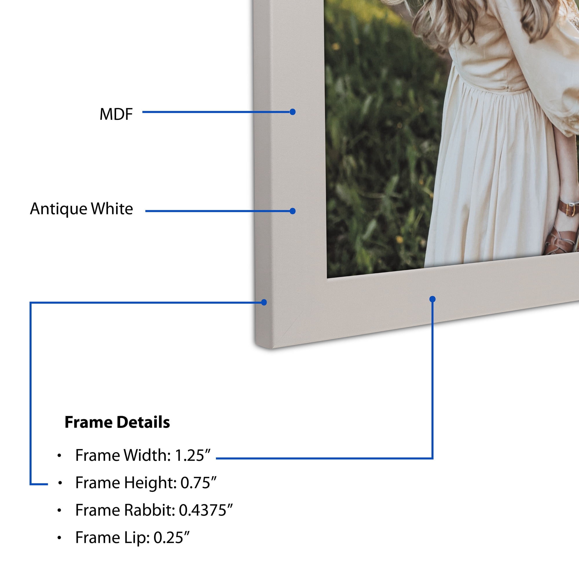 ArtToFrames 16" x 20" Antique White Picture Frame, 16x20 inch White MDF Poster Frame (WOM-5361),  Pack