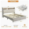 thumbnail image 3 of EnHomee Adult Full Metal Wood Standard Bed with 2 Drawers, Beige, 3 of 7