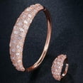 thumbnail image 2 of Luxury Cubic Zirconia Rose Gold Plated Women Bangle Bracelet Ring Set, 2 of 9