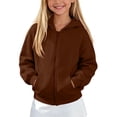 thumbnail image 5 of NAISIBABY Girls' Fleece-Lined Hooded Zip-Up Sweatshirt – Solid Color Long Sleeve Casual Jacket Coffee Size 7, 5 of 9