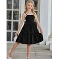thumbnail image 6 of Arshiner Tie Back Dresses for Girls Casual Summer Adjustable Strap Little Kids Black Wedding Dress with Pockets Girls Spring Dresses Size 10-12, 6 of 6