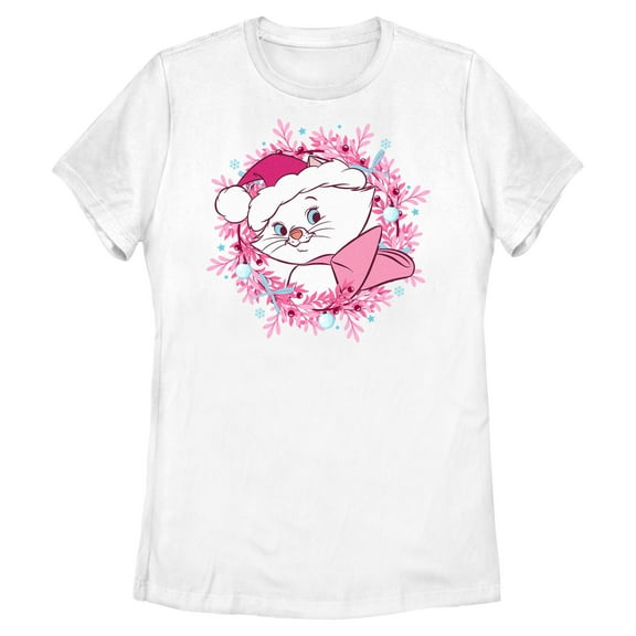 Womens Aristocats Pinky Christmas Wreath Marie T Shirt