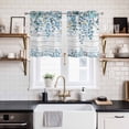 thumbnail image 2 of 2 Panels Kitchen Tier Curtains 39 Inch Length, Blue Eucalyptus Leaves Grommets Window Treatment Curtain, Watercolor Plants Floral Wooden Thermal Curtains Drapes for Living Room/Bathroom, 2 of 9