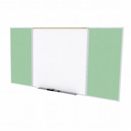 Unity Mint - Ghent SPC48D-V-189 4 ft. x 8 ft. Style D Combination Unit - Porcelain Magnetic Whiteboard and Vinyl Fabric Tackboard - Mint