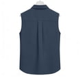 thumbnail image 7 of YUGYXL Women's Front Pleated Sleeveless Linen Shirts Plus Size Dressy Official Blouses Casual Button Down Comfy Shirts Navy XL, 7 of 7