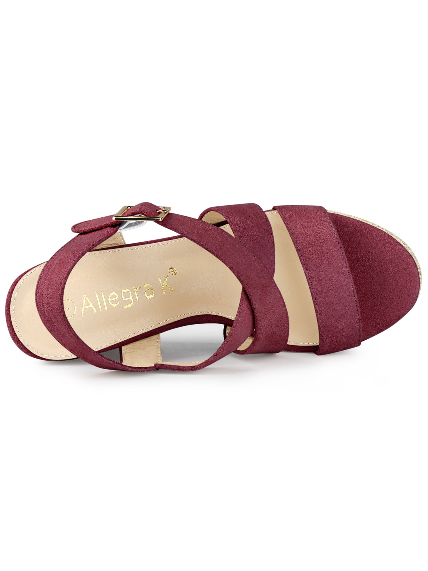DARING DIVA Women's Stylish Espadrilles Platform Slingback Wedges Sandals Burgundy 9