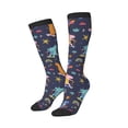 thumbnail image 2 of Bingfone Compression Socks For Women And Men Long Socks For Running Athletic Cycling Nurse-Cartoon Dinosaur Scooter Sport Blue, 2 of 9