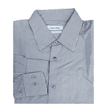 $69.50 Calvin Klein Plaid Regular Fit Shirt Cotton Wine-Grey 15.5-32/33
