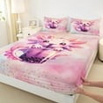 thumbnail image 3 of Feelyou Girly Boba Axolotl Queen Sheet Sets for Kids, Pink Watercolor Galaxy Flat Sheet, Dreamy Fairy Tale Queen Fitted Sheet, Lightweight Room Decor, 4 Pieces, 3 of 7
