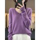 thumbnail image 1 of Suéter de mujer 100 % lana merino, cuello en V, manga larga, jersey básico de otoño e invierno, prendas de punto de cachemira, ropa cálida para mujer, 1 of 5