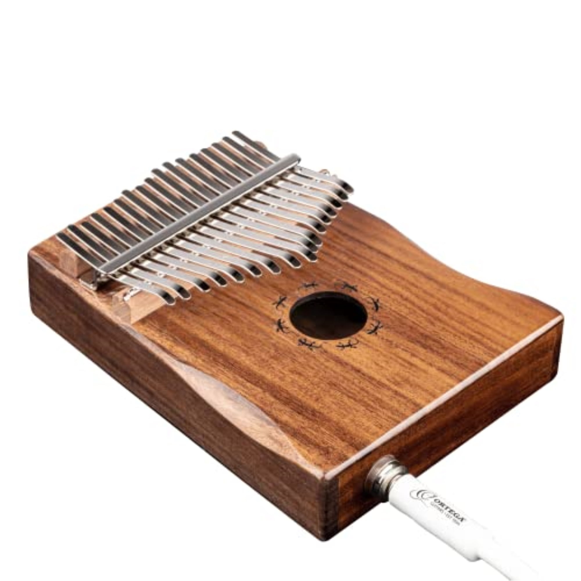 Solid Wood 17 Key Kalimba - C Major - Top Soundhole - Built-In Passive Pickup - withCover Bag, Tuning Hammer, Polish Cloth & Deluxe Case