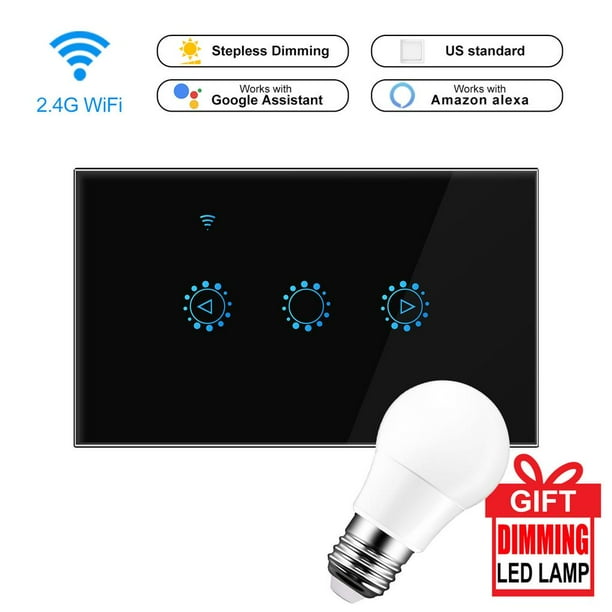 Interruptor Wifi Inteligente Control Táctil Interruptor De Panel De Atenuación Continua Para Incandescente Compatible Con Amazon Alexa Asistente De Google Speravity EL013547-04