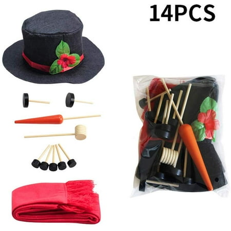 Winter Outdoor Decorating Ideas Peroptimist Snowman Making Kit Snowman Decorating Kit Christmas Holiday Decoration Gift Hat Scarf Eyes Mouth Nose Accessories for Winter Party Outdoor Toys Decoration ()