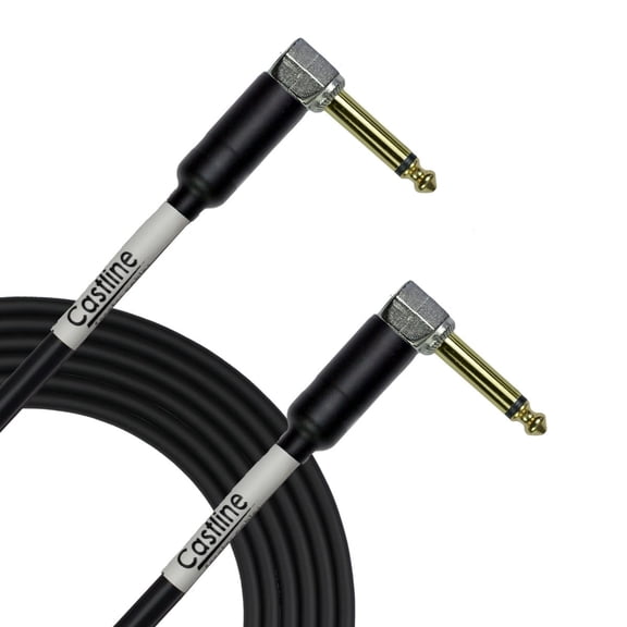2 Castline Gold 1/4" TS Right Angle to 1/4" TS Right Angle Speaker Cable Mogami 3082