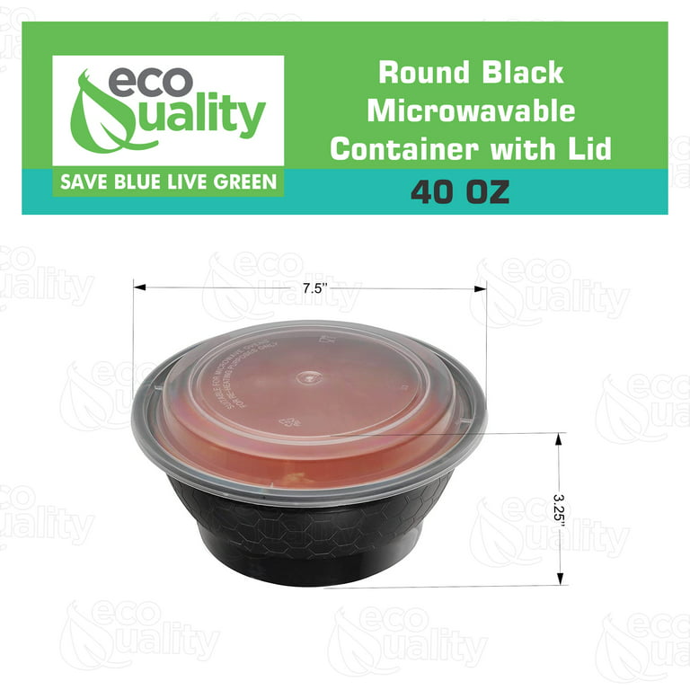 FULING 24 oz 50 ct Round Meal Prep Food Storage Containers with Lids To Go  Plastic Lunch Plan Box Disposable Take Out Bowls Black BPA Free Reusable