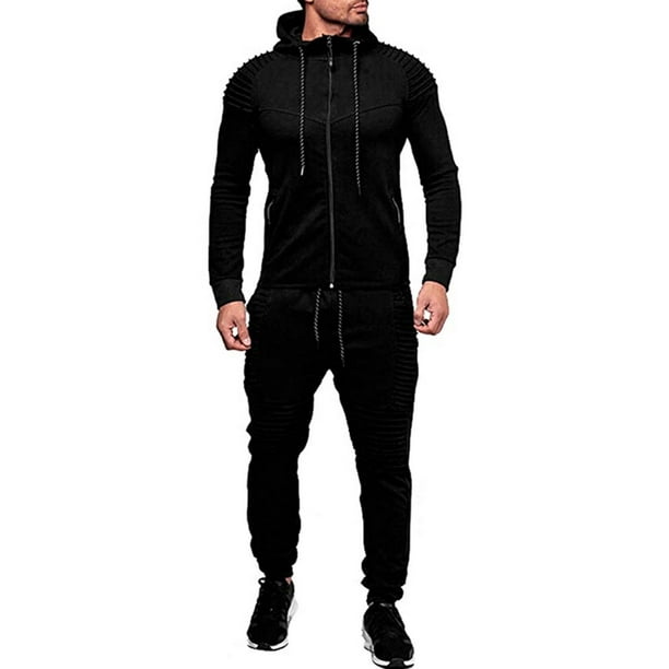 Men Tracksuit Jogging Coat Top Bottom Sport Sweat Suit Hoodie Trousers ...