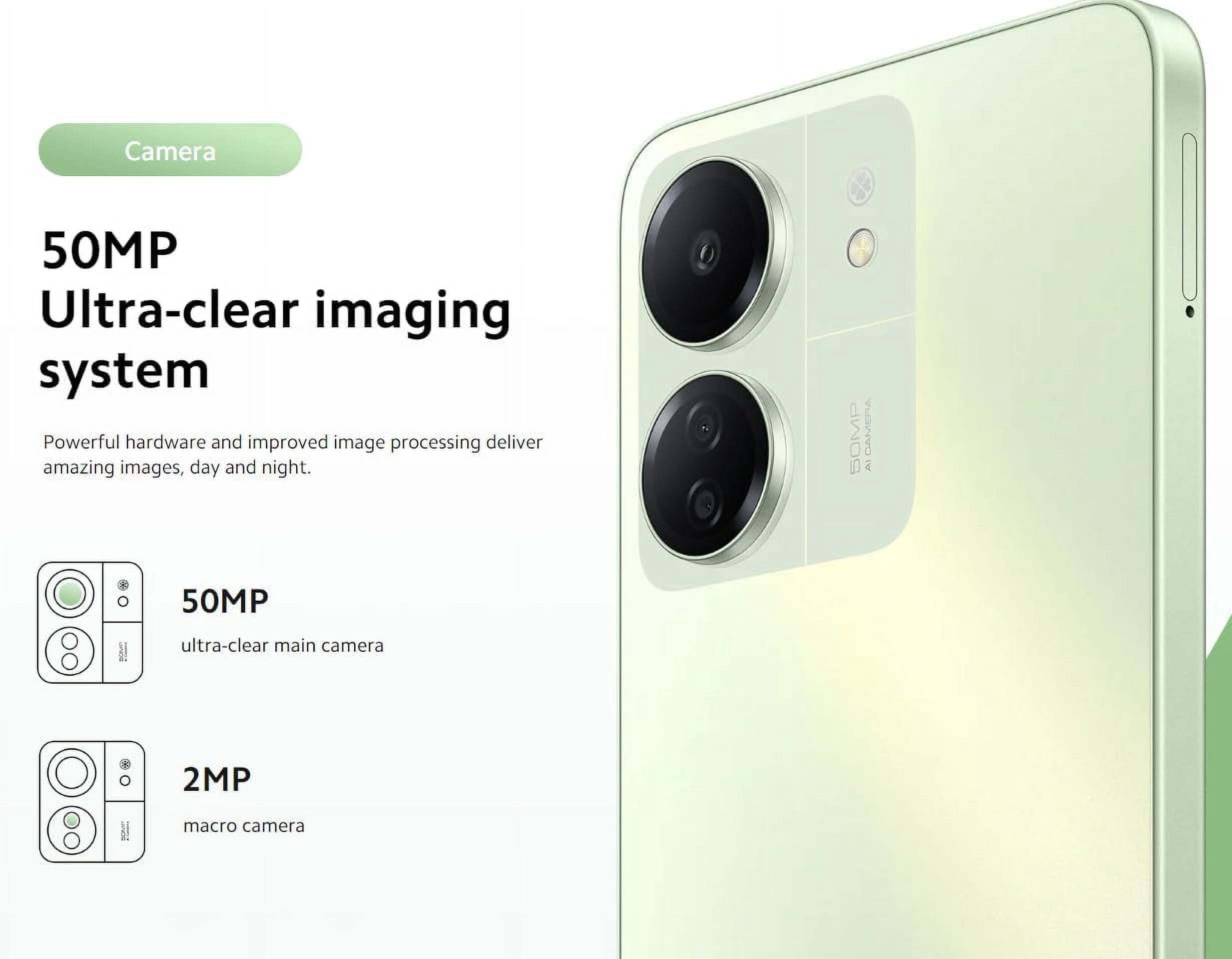 Redmi Xiaomi 13C 4G LTE (256GB + 8GB) Factory Unlocked Global ROM GSM 6.74" 50MP Triple Camera (for Tmobile, Metro, Tello, Mint & Globall) (Midnight Black Global ROM)