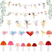 TaoBary 20 Pcs CORNET Fairy Party Supplies Decorations Include Fairy Garland Banner Cake Toppers and Honeycomb Mushroom for Spring Ballet Dreamy Forest Celebration Birthday Party