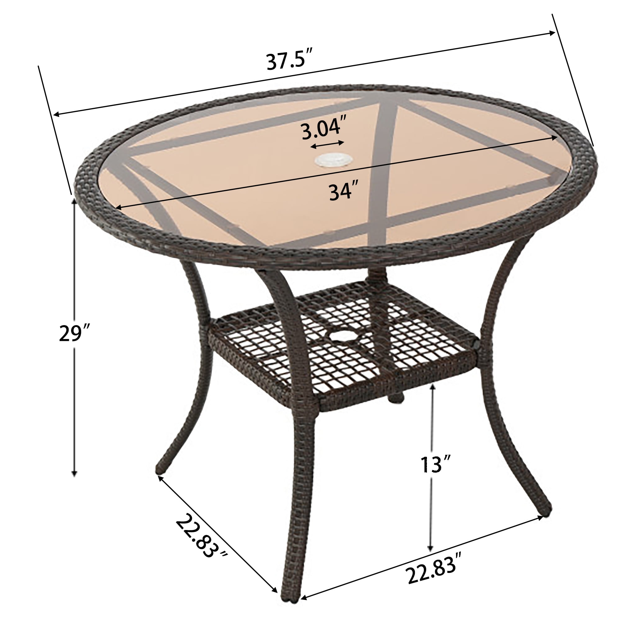 Resin Table, Outdoor Woven Rattan Patio Table for Garden Deck, Brown