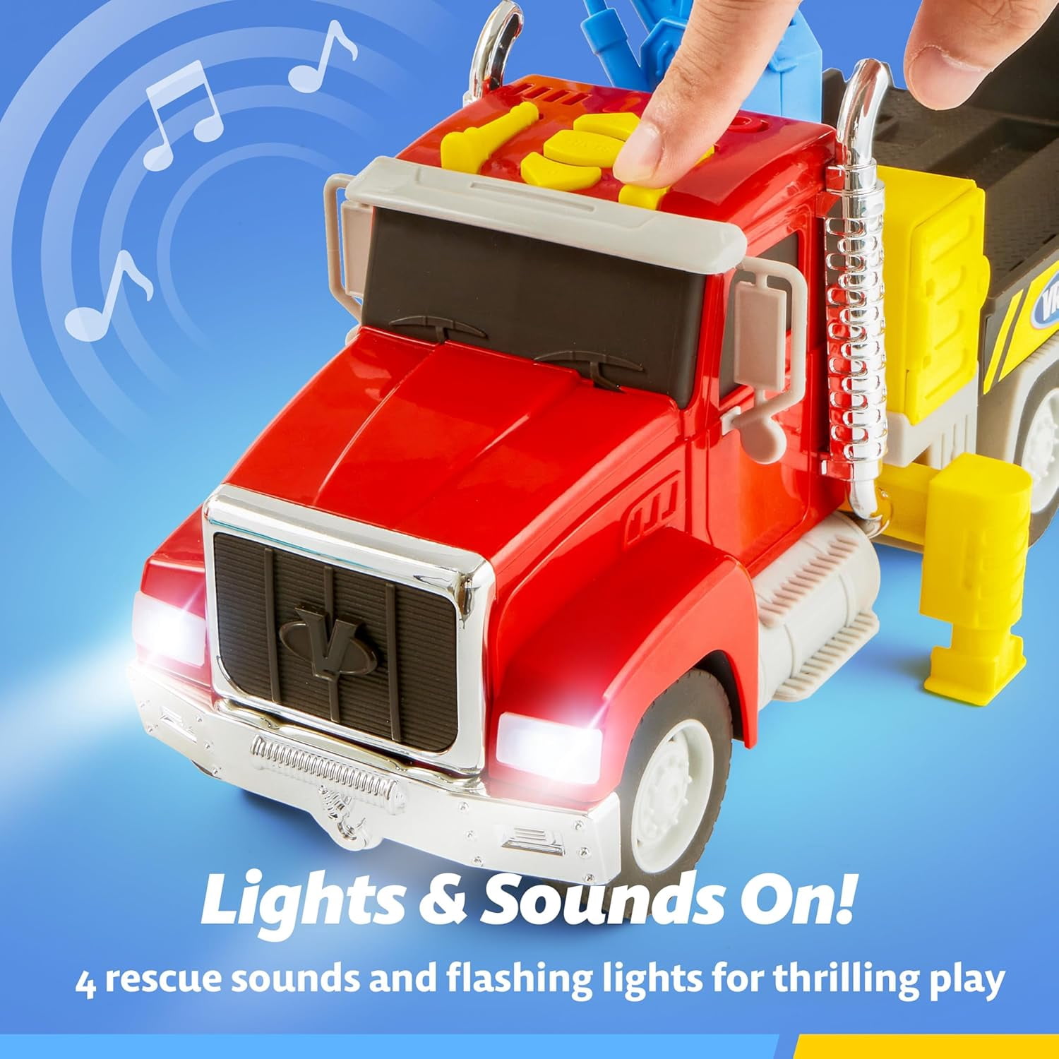 VROOMIX  Big Crane Toy Carrier Truck with Lights & Sounds, Kids Toys with 2 Transformation Cars and Multi-Functional Trailer, Best Gifts for 3+ Years Old Toddler