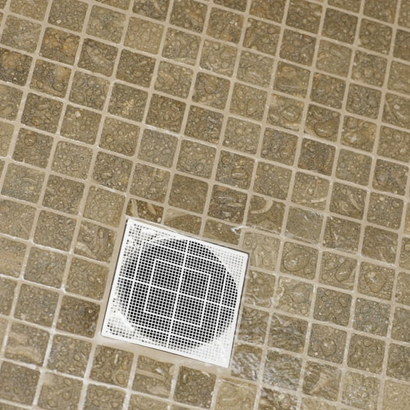 WHAMVOX 2Pcs Minimalist Design Square White PE Shower Floor Drain Hair Catcher 11.8x11.8x0.04In