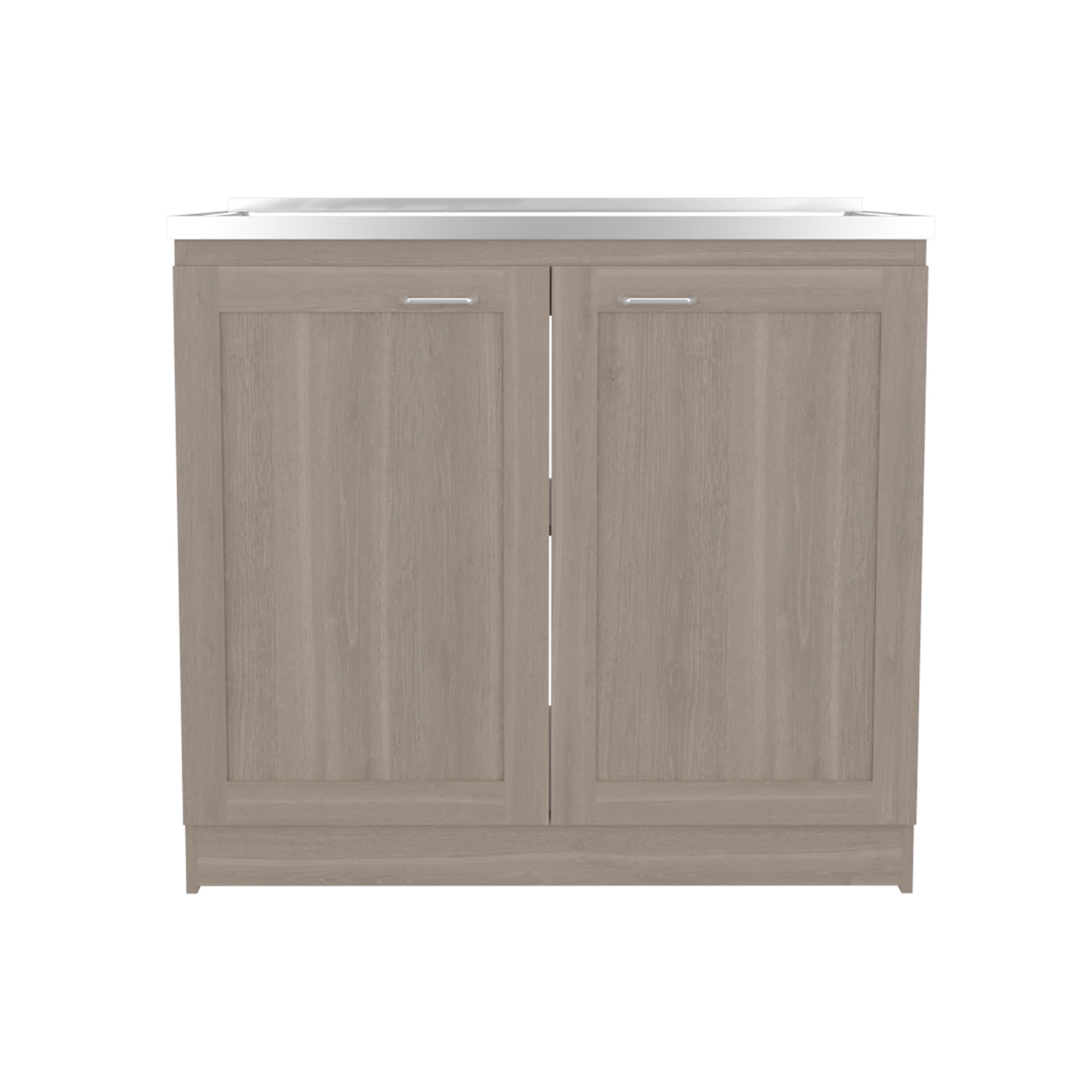 Undermount Kitchen Sink, Zurich 39" Wide Utility Sink, Base Cabinet Two-Door Cabinet With Two Shelves, Stainless Steel Sink, Laundry Room, Garage Sink, Light Gray, Gray Stainless Steel Kitchen Sink