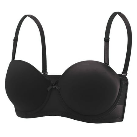 Arnsht Women s Solid Color Gathered Underwear Underwire Bra Push Up Ultra Soft Breathable Comfort Multiway Bras with Straps Black 85